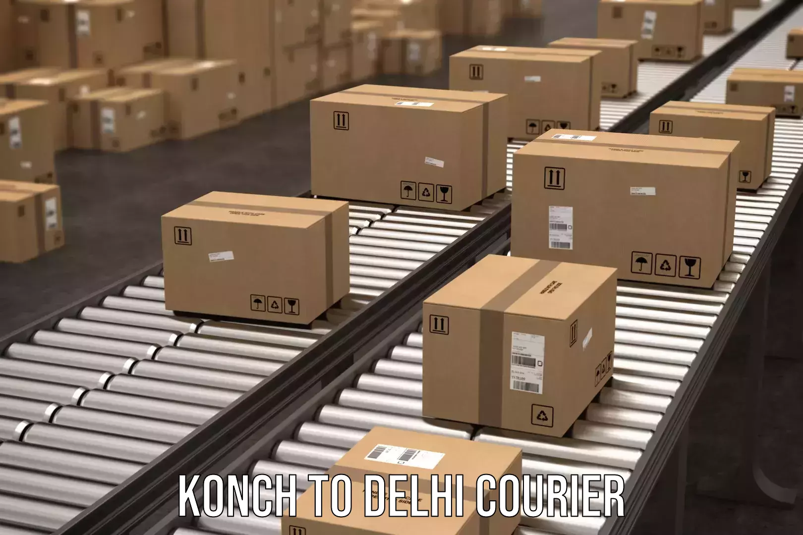 Return courier service Konch to IIT Delhi
