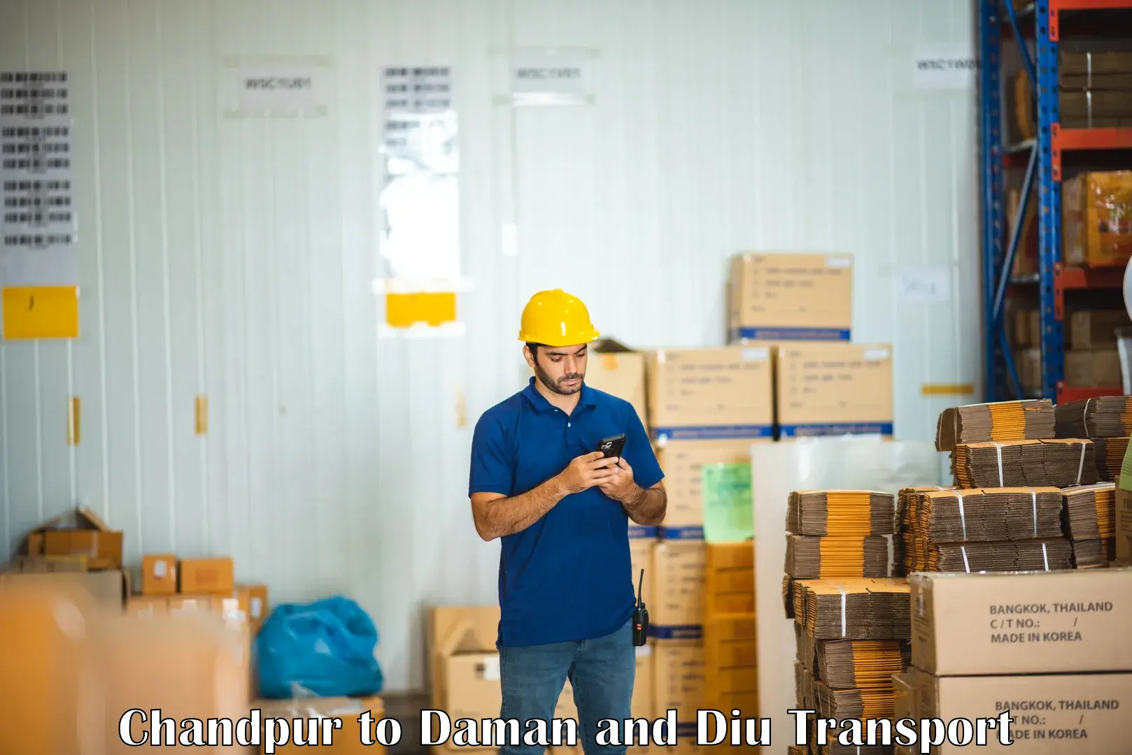 India truck logistics services Chandpur to Daman and Diu